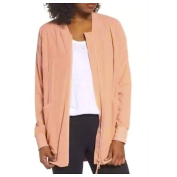 Zella Women's Urban Long Bomber Jacket Peach Size L - Picture 1 of 12